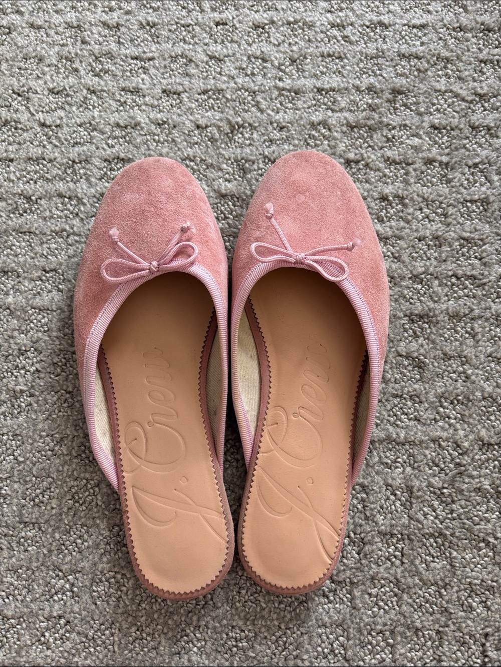 Women’s Dusty Pink Suede Bow-Accent Mules Ballet Flats